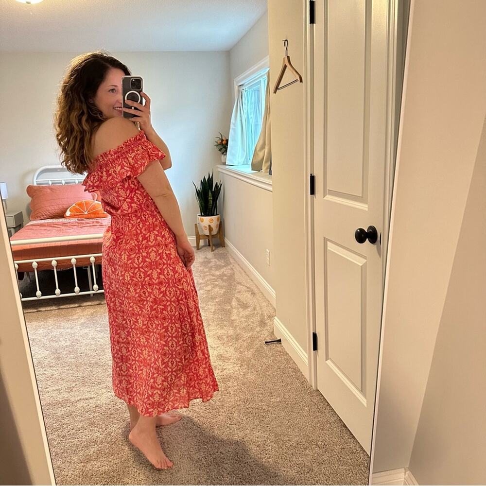 Anthropologie THML Pink Cotton Floral Tassel Maxi Dress Small - Picture 4 of 14